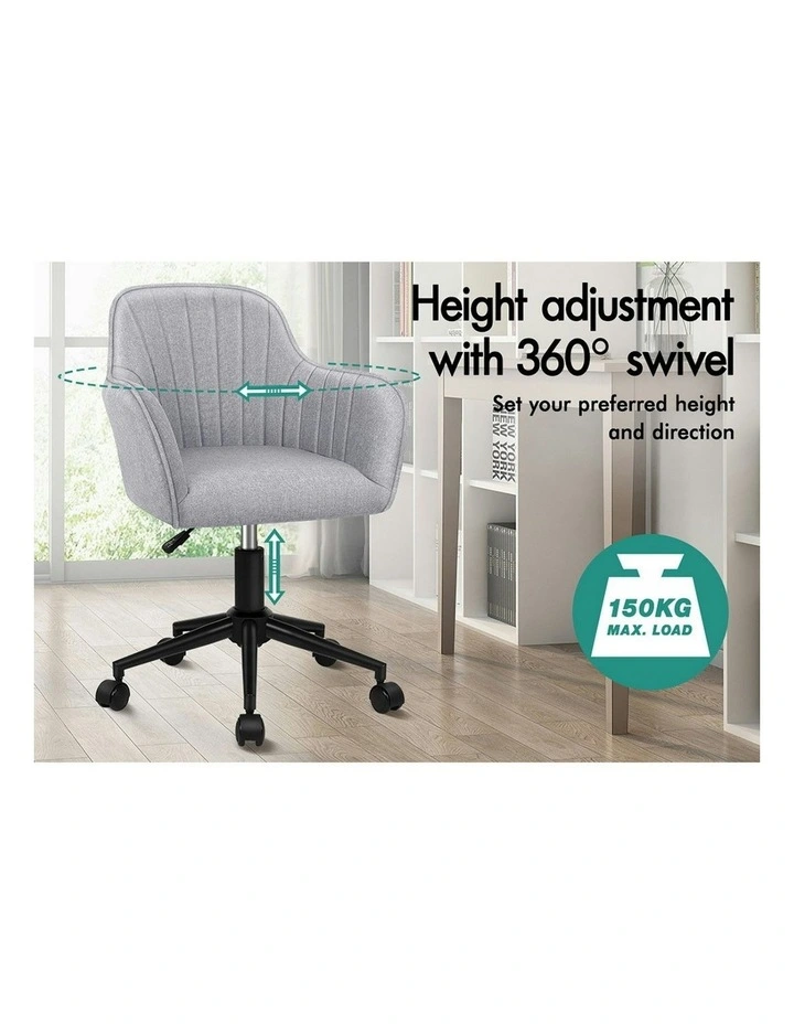 Armchair Alvis Office Chair in Fabric Light Grey image 4