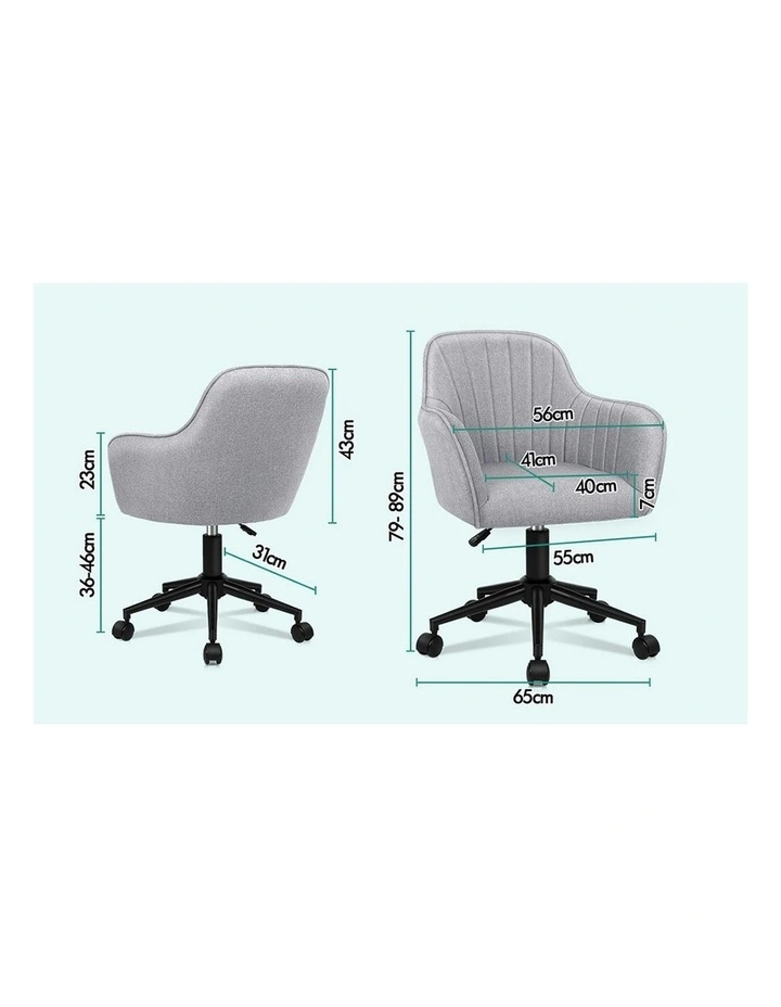 Armchair Alvis Office Chair in Fabric Light Grey image 6