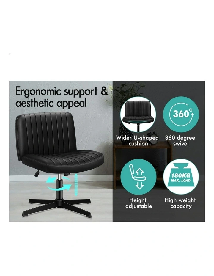 PU Leather Office Chair with Ottoman in Black image 3