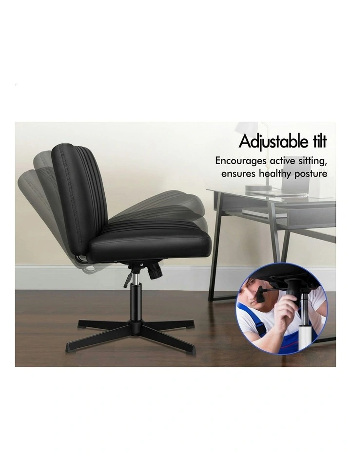 PU Leather Office Chair with Ottoman in Black image 4