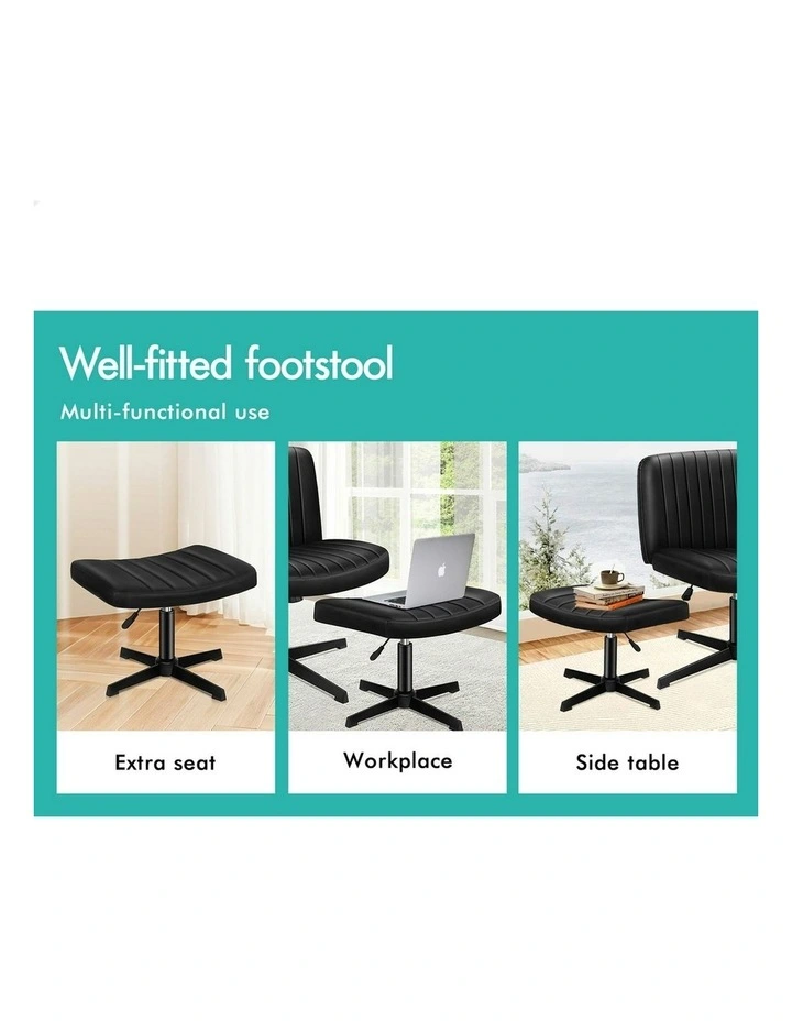 PU Leather Office Chair with Ottoman in Black image 6