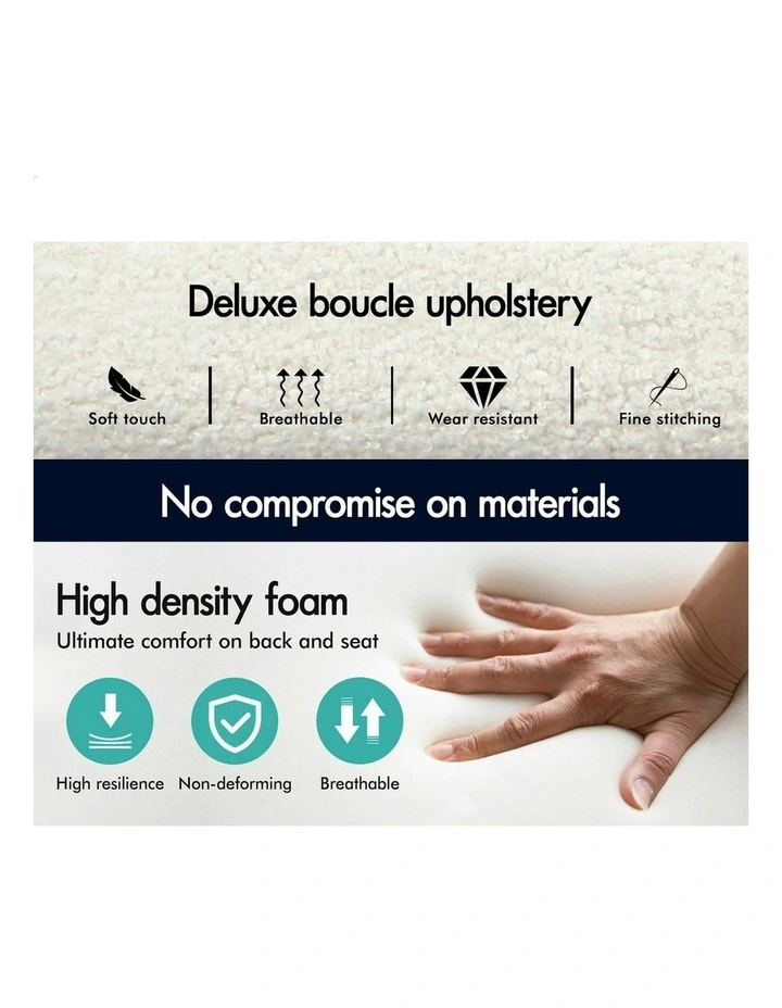 Boucle Office Chair with Ottoman in White image 5