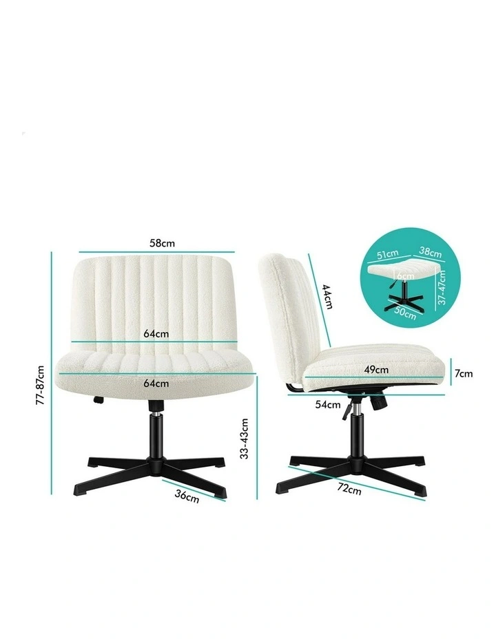 Boucle Office Chair with Ottoman in White image 7