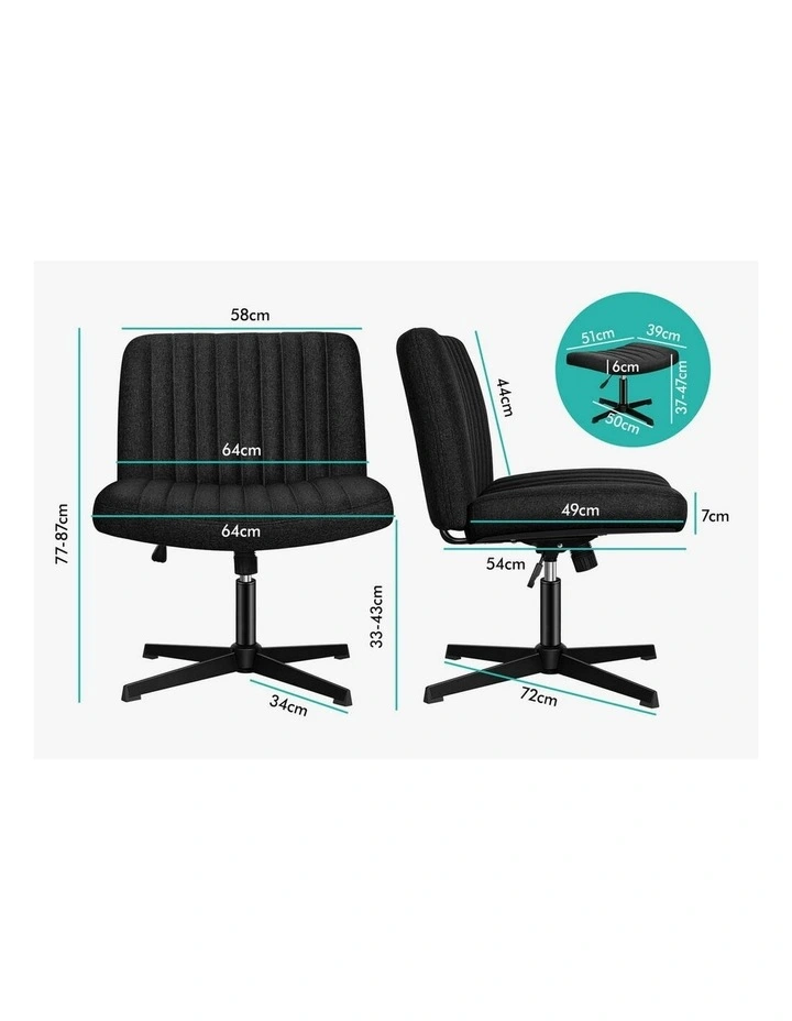 Office Chair with Ottoman in Fabric Black image 5