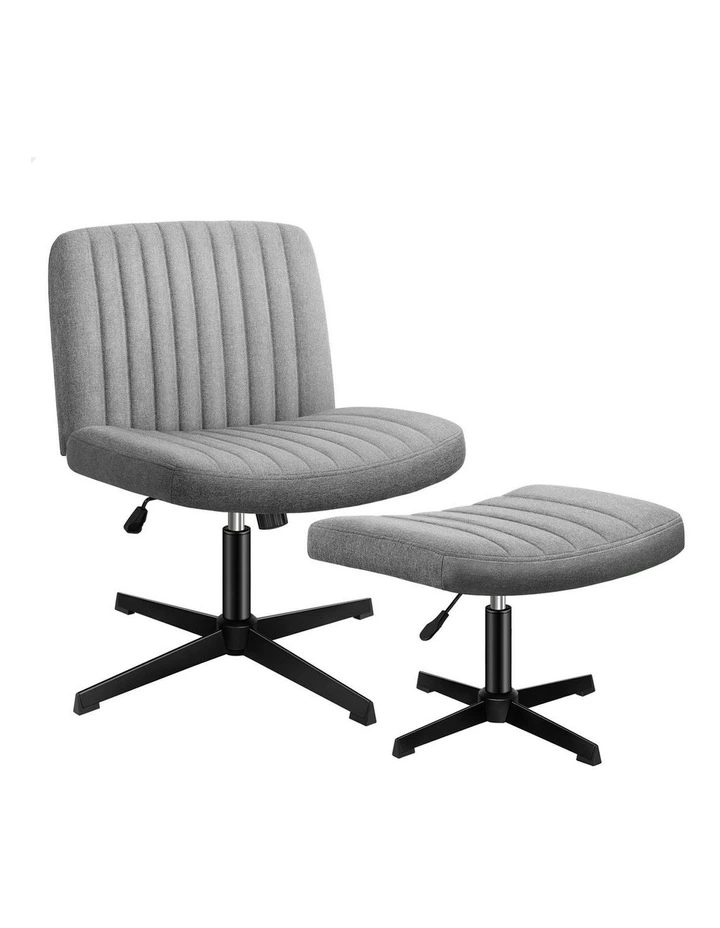 Office Chair with Ottoman in Fabric Grey image 1