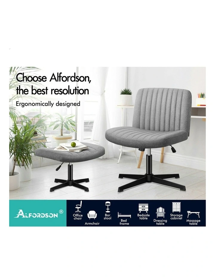 Office Chair with Ottoman in Fabric Grey image 2