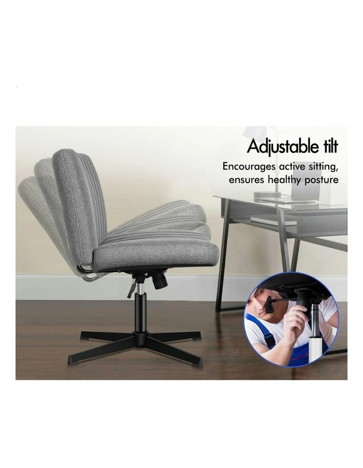 Office Chair with Ottoman in Fabric Grey image 4