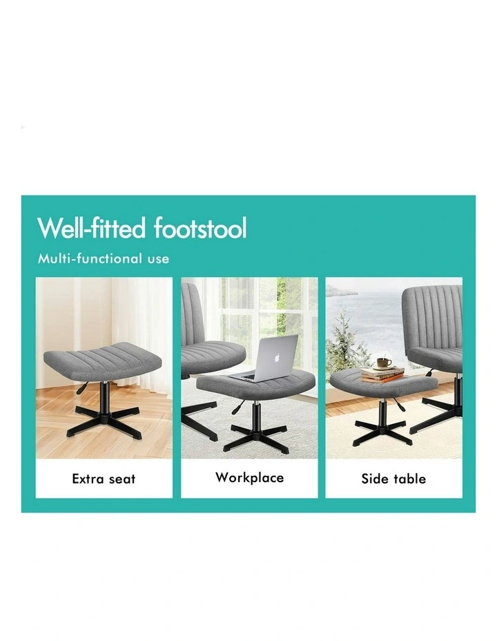 Office Chair with Ottoman in Fabric Grey image 6