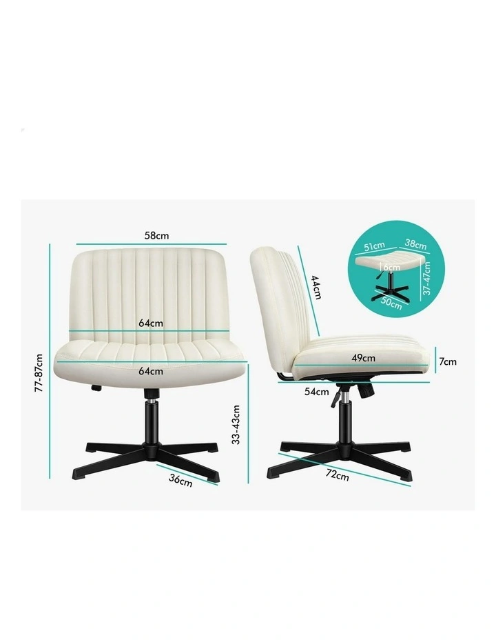 Velvet Office Chair with Ottoman in Beige image 5