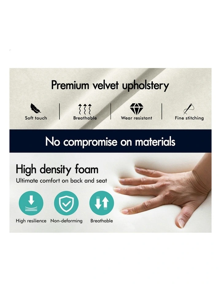 Velvet Office Chair with Ottoman in Beige image 7