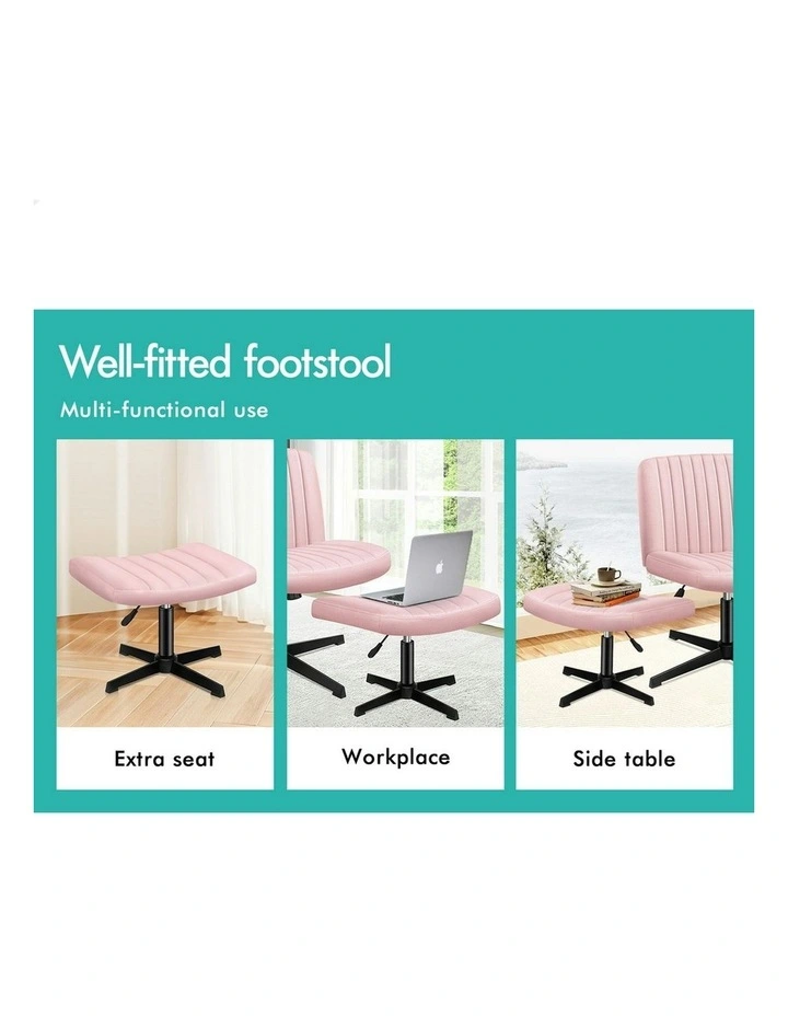 Velvet Office Chair with Ottoman in Pink image 6