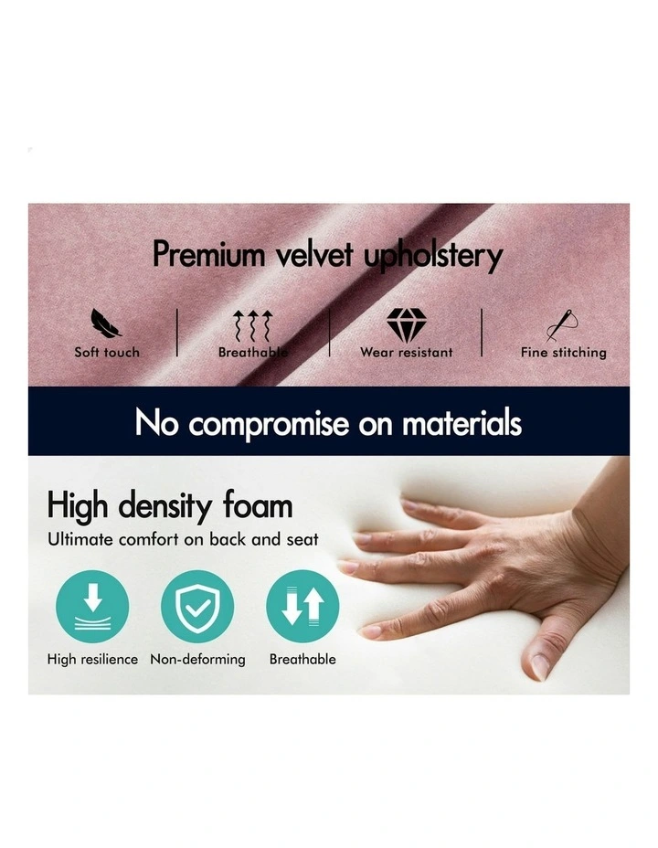 Velvet Office Chair with Ottoman in Pink image 7