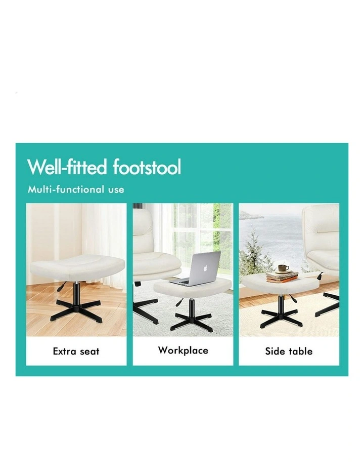 Computer Seat Cross-legged Work Ottoman Velvet Office Chair in Beige image 5