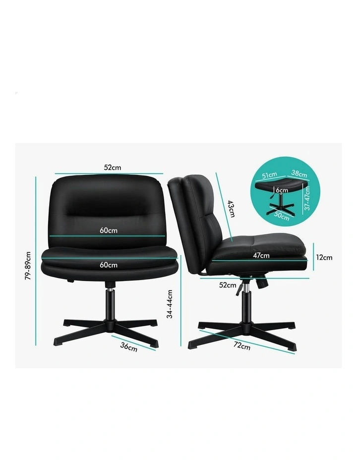 Office Chair PU Leather with Ottoman in Black image 5