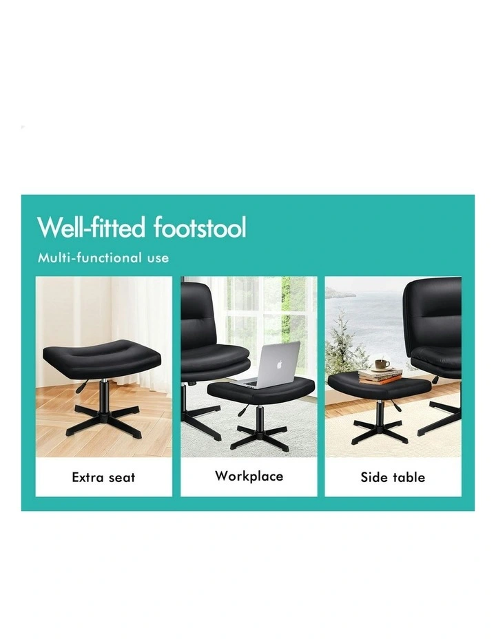 Office Chair PU Leather with Ottoman in Black image 6