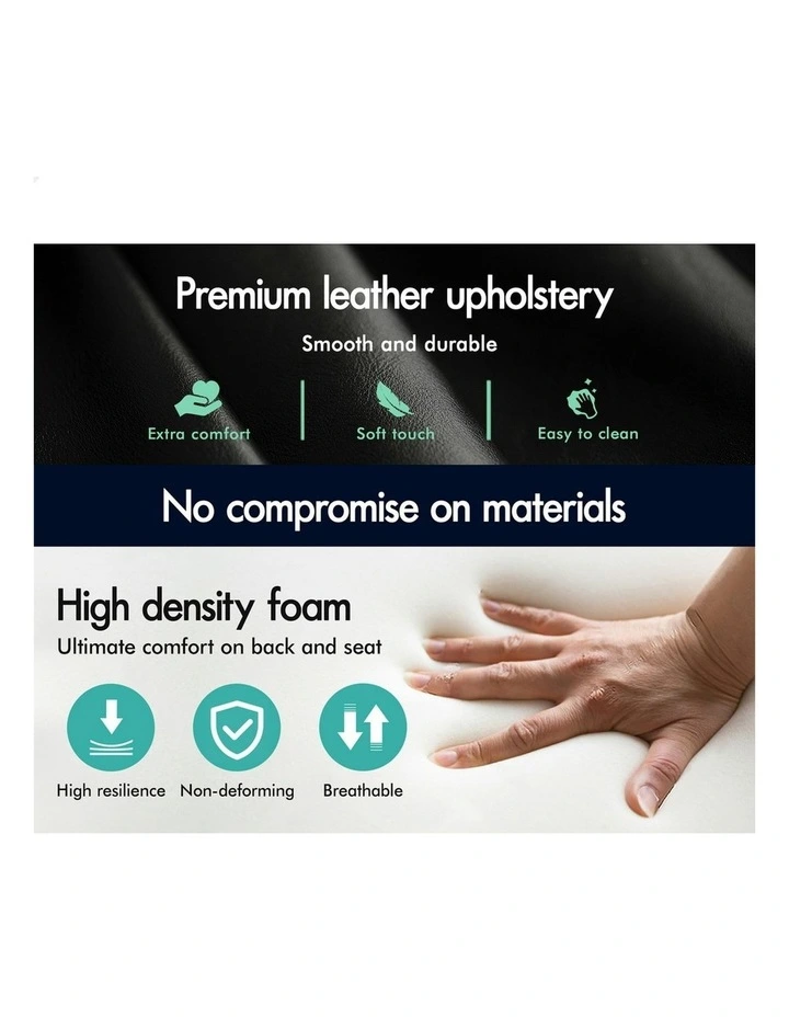 Office Chair PU Leather with Ottoman in Black image 7