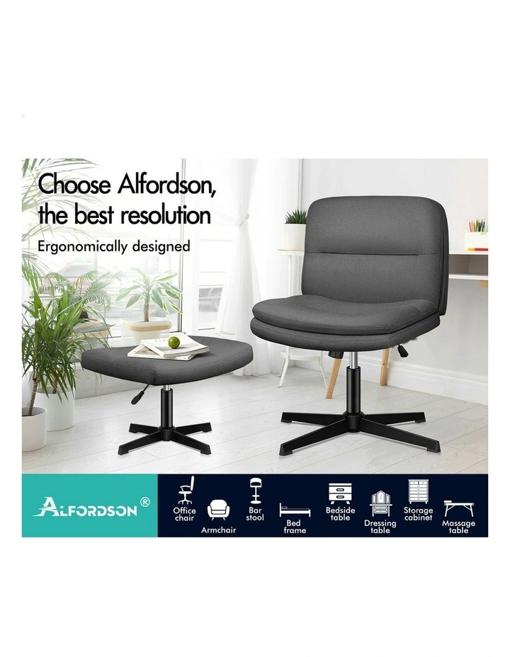 Office Chair with Ottoman Fabric in Grey image 2