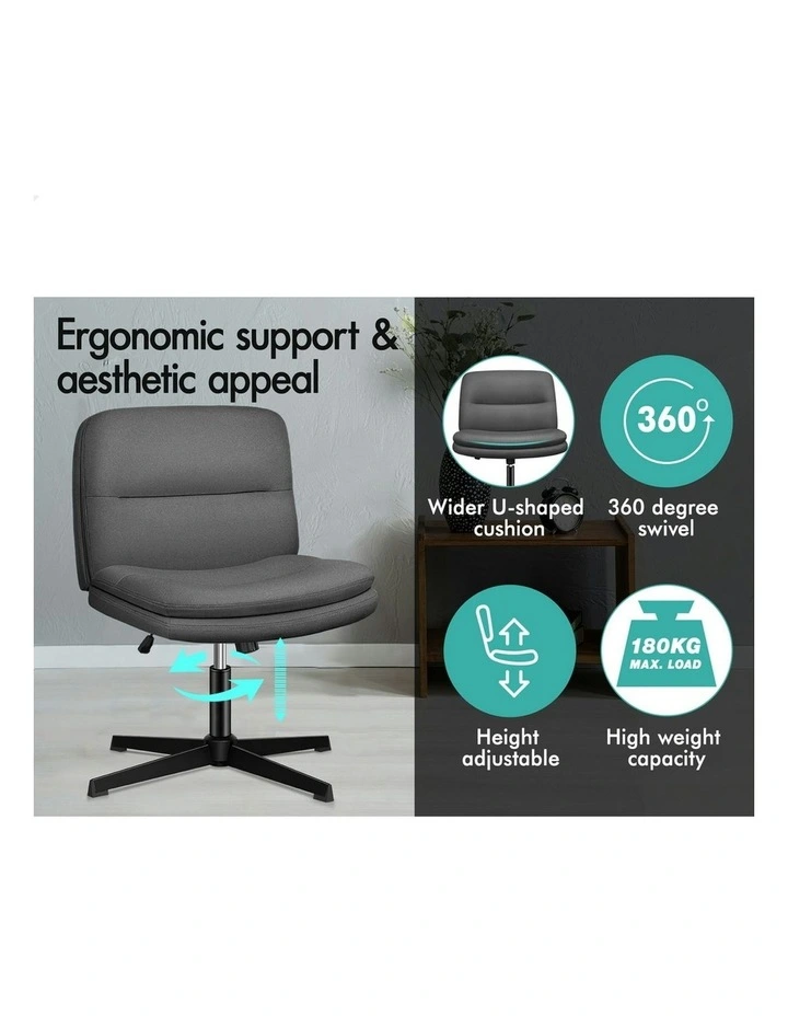 Office Chair with Ottoman Fabric in Grey image 3