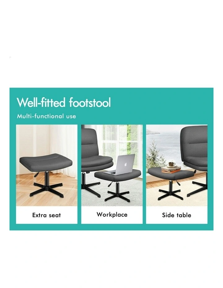 Office Chair with Ottoman Fabric in Grey image 6