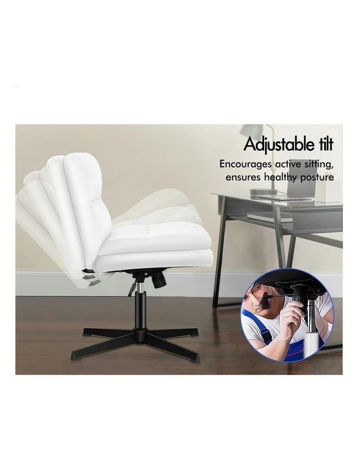 PU Leather Office Chair with Ottoman in White image 4