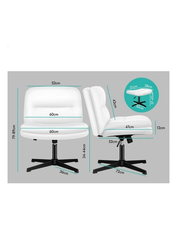 PU Leather Office Chair with Ottoman in White image 5