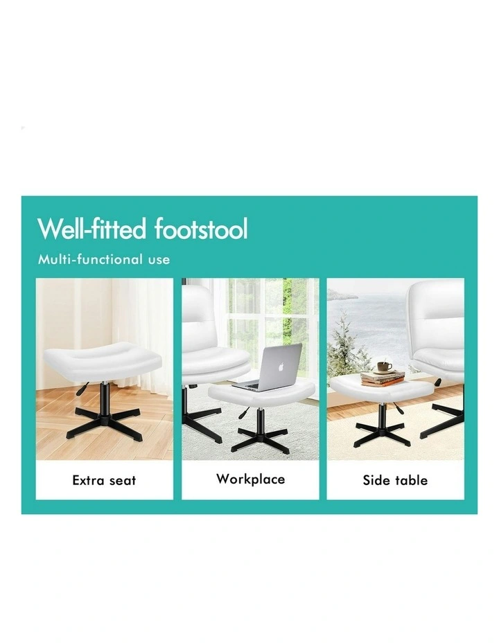 PU Leather Office Chair with Ottoman in White image 6