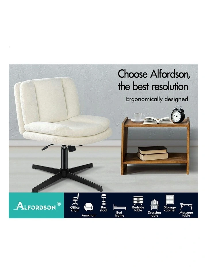 Armless Office Desk Chair in White image 2