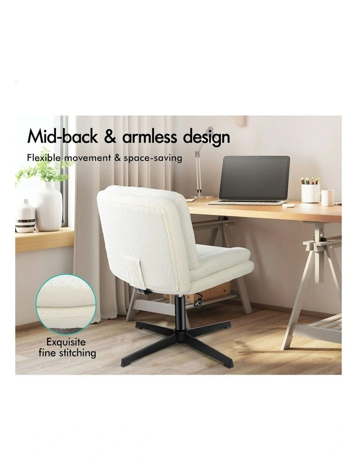 Armless Office Desk Chair in White image 6