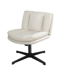 Armless Office Desk Chair in Fabric Beige