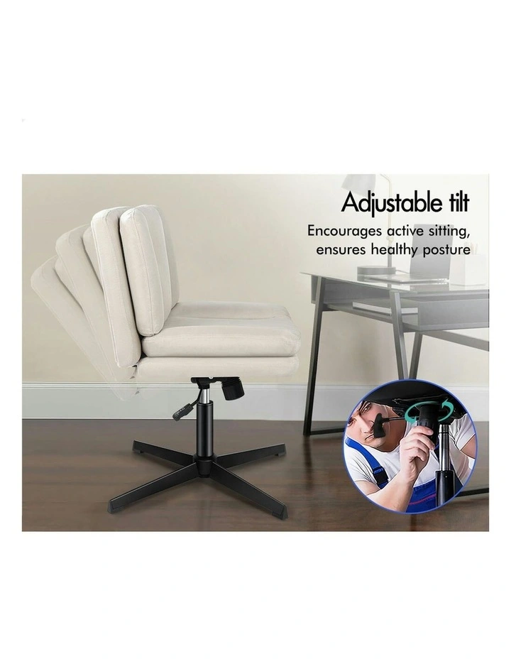 Armless Office Desk Chair in Fabric Beige image 4