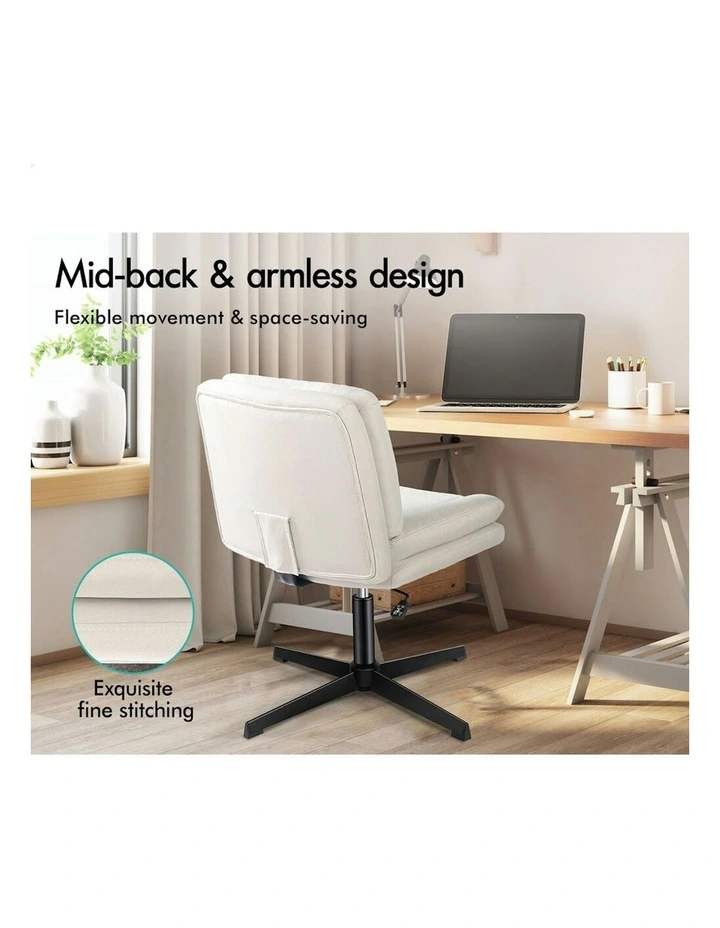 Armless Office Desk Chair in Fabric Beige image 6