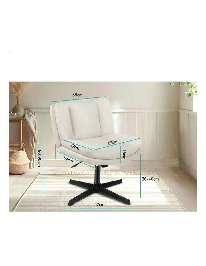 Armless Office Desk Chair in Fabric Beige image 7