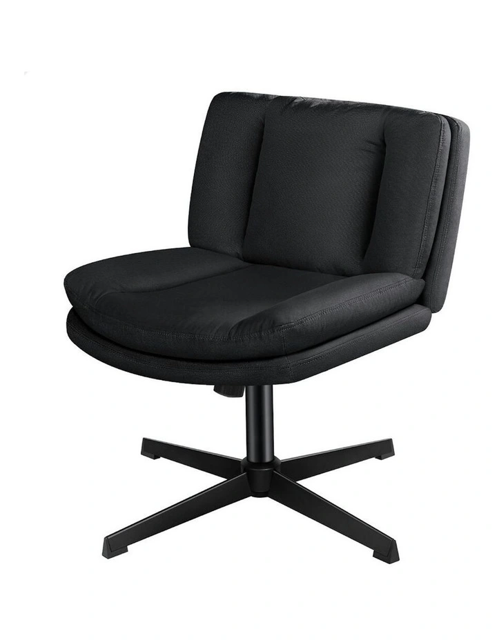 Armless Office Desk Chair in Fabric Black image 1