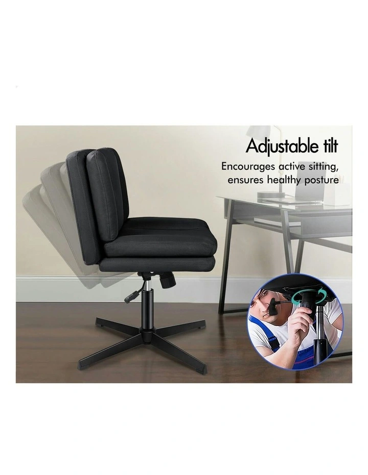Armless Office Desk Chair in Fabric Black image 4