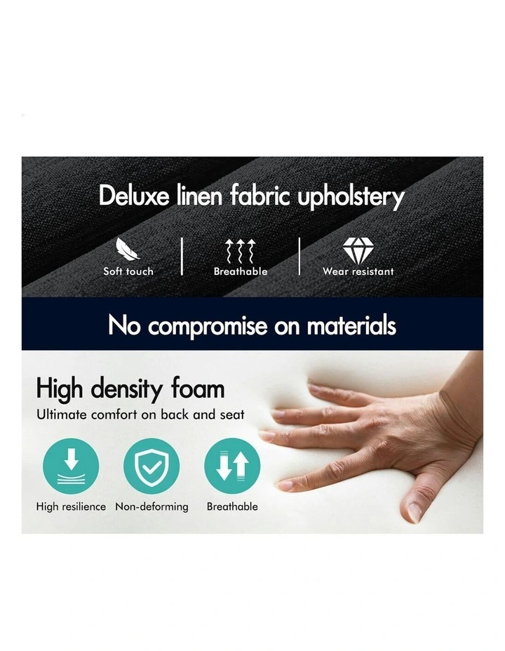 Armless Office Desk Chair in Fabric Black image 5