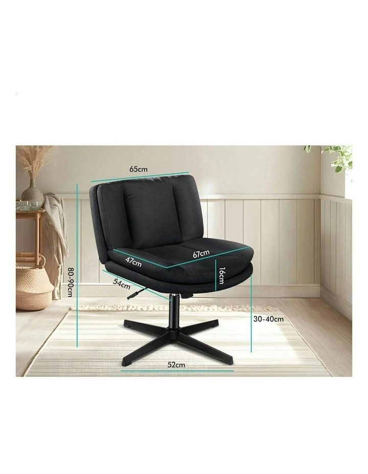 Armless Office Desk Chair in Fabric Black image 7