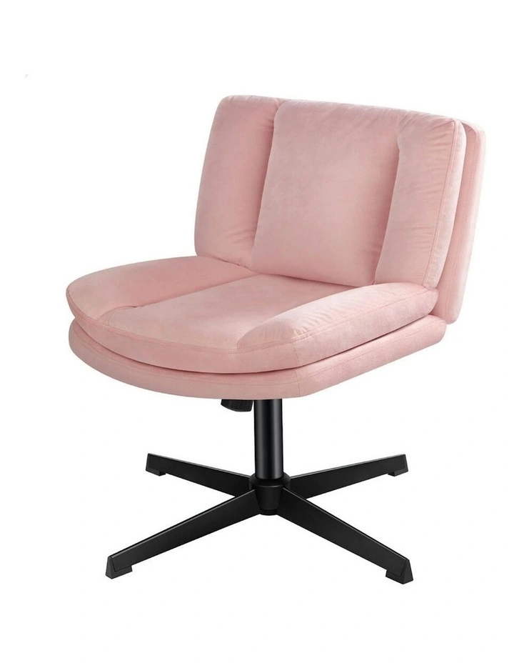 Armless Office Desk Chair in Velvet Pink image 1