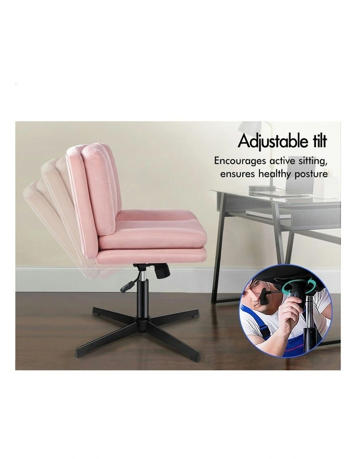 Armless Office Desk Chair in Velvet Pink image 4