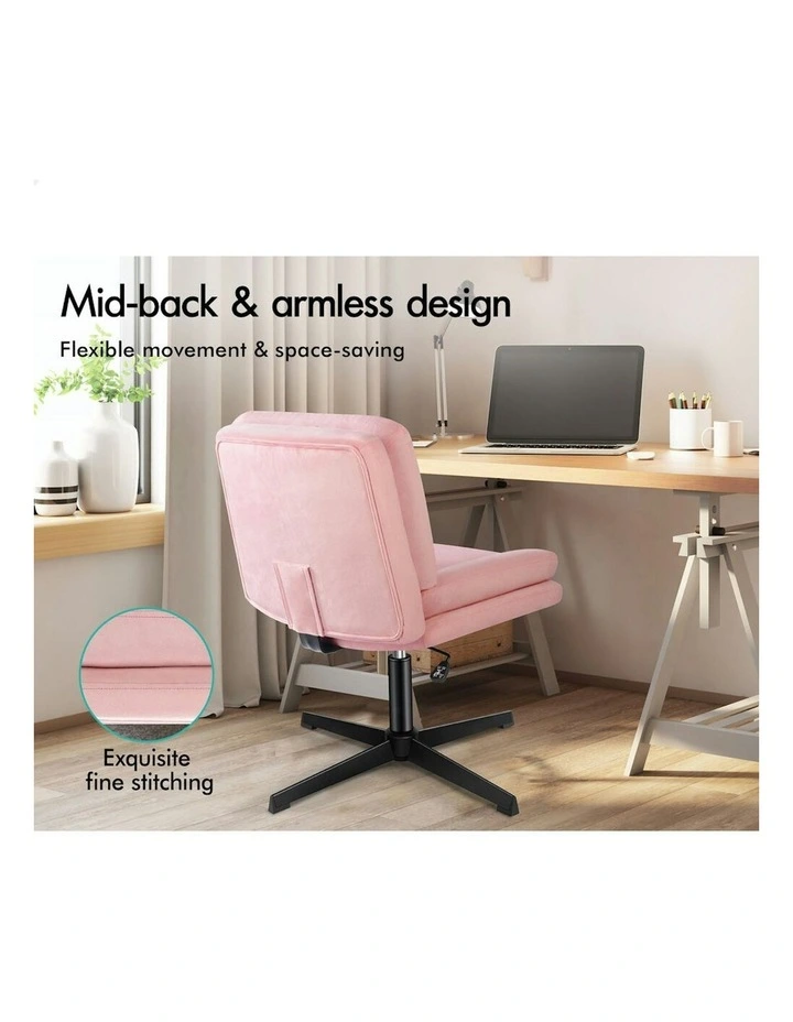 Armless Office Desk Chair in Velvet Pink image 6