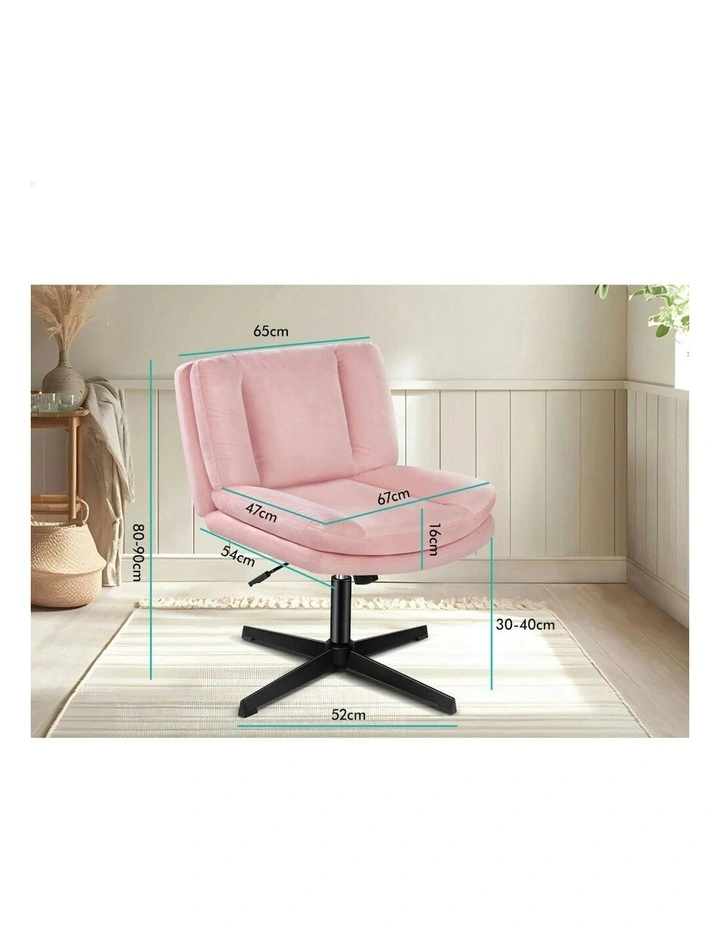 Armless Office Desk Chair in Velvet Pink image 7