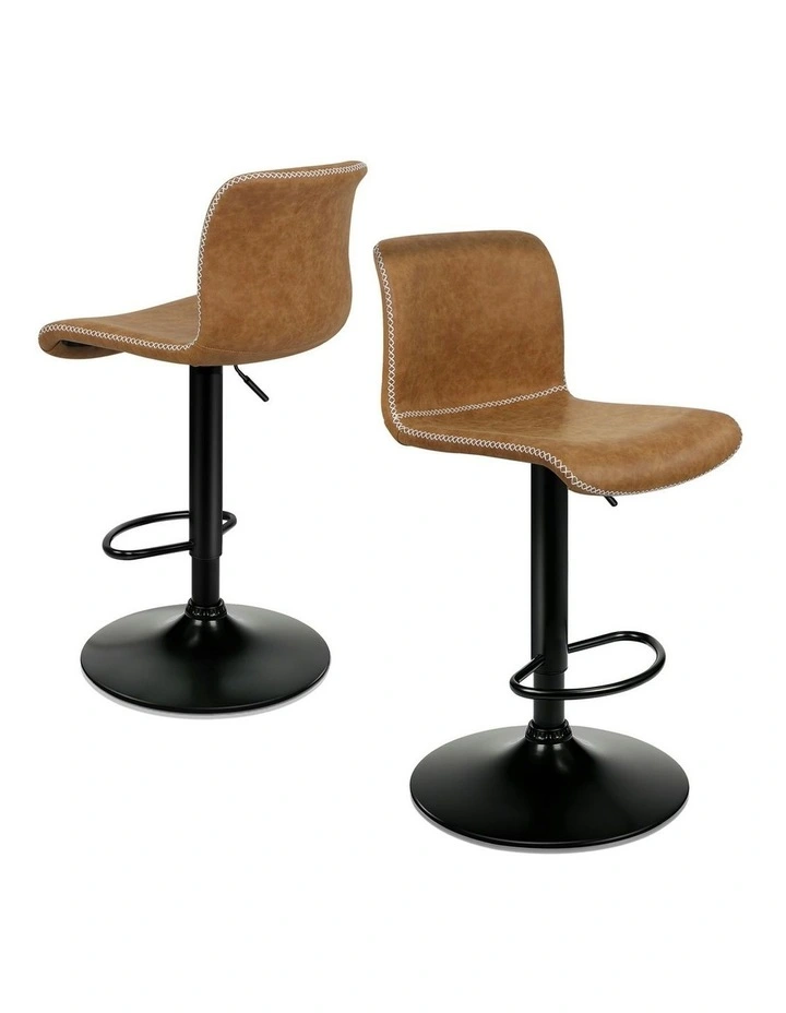 Vintage Leather Bar Stools in Brown image 1