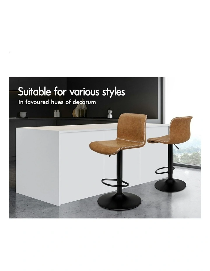 Vintage Leather Bar Stools in Brown image 3