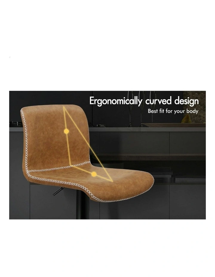 Vintage Leather Bar Stools in Brown image 5