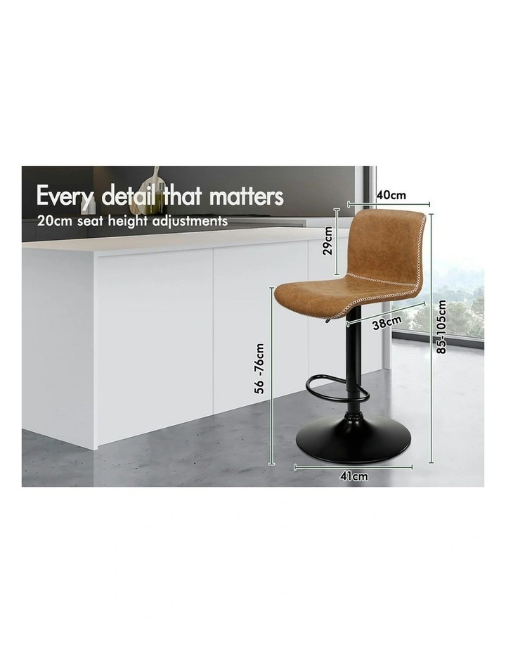 Vintage Leather Bar Stools in Brown image 7