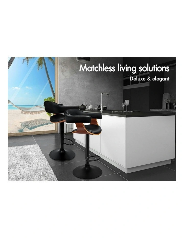 Wooden Bar Stool in Black image 2