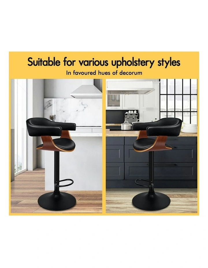 Wooden Bar Stool in Black image 3