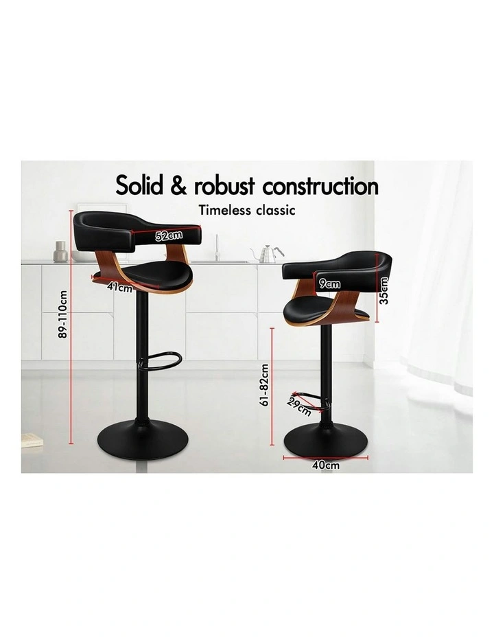Wooden Bar Stool in Black image 5