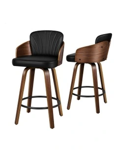 Alice Kitchen Swivel Wooden Bar Dining Stools Set Of 2 in Black