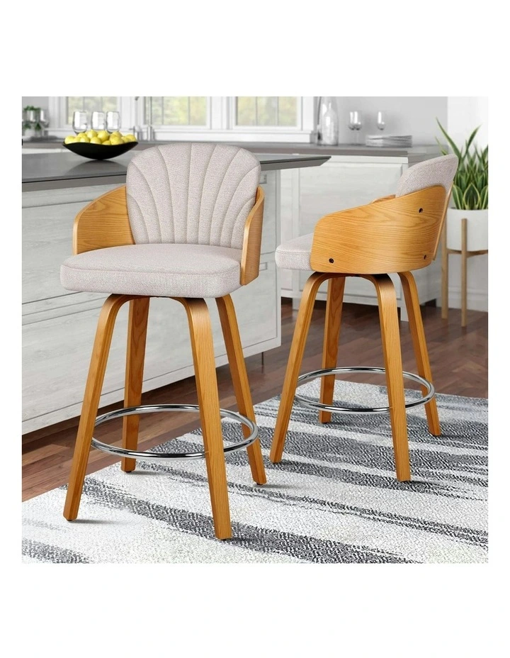 Alice Kitchen Swivel Wooden Bar Dining Stools Set Of 2 in Grey image 2