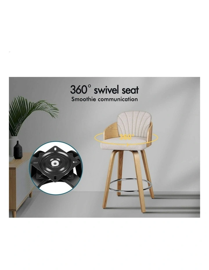 Alice Kitchen Swivel Wooden Bar Dining Stools Set Of 2 in Grey image 3